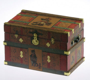 Dollhouse Miniature Lithograph Wooden Trunk Kit, Catland